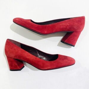 Stuart Weitzman suede red heels